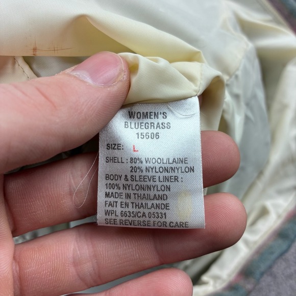 Woolrich Duffle Coat Women's Large Green Plaid Hooded Toggle Wool Blend 15606 - Picture 4 of 7